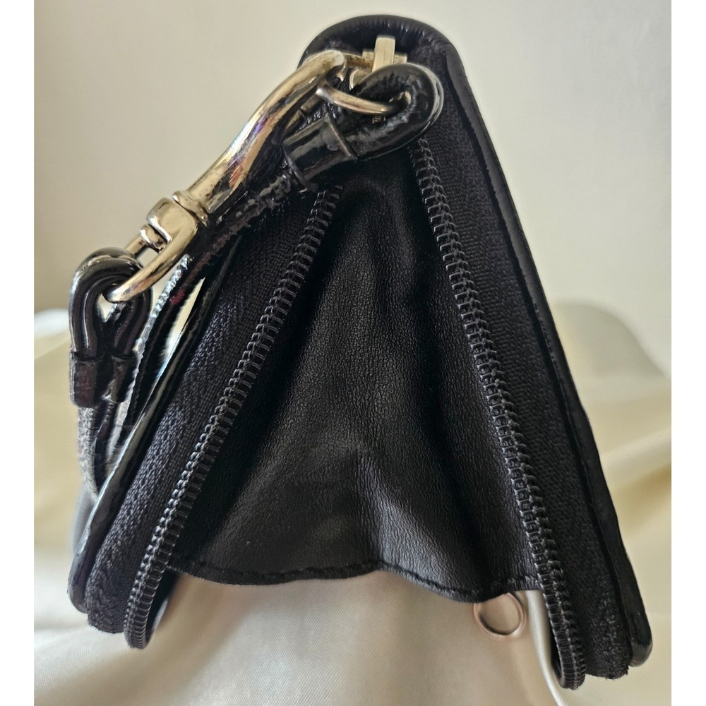 Coach Black Signature Canvas and Patent Leather Wristlet Wallet - Picture 5 of 16